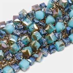 Pre Owned Etro Crystal Cluster Gold Tone Bracelet