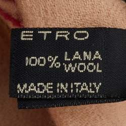 Etro Beige Paisley Appliqued & Embroidered Wool Scarf