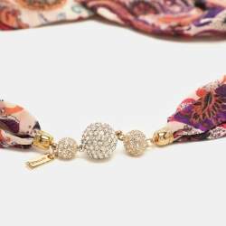 Etro Multicolor Printed Silk Crystal Detail Neck Infinity Scarf