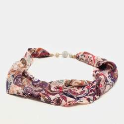 Etro Multicolor Printed Silk Crystal Detail Neck Infinity Scarf