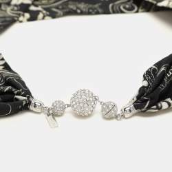 Etro Black/White Printed Silk Crystal Detail Neck Infinity Scarf