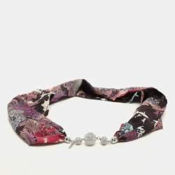 Etro Multicolor Printed Silk Crystal Detail Neck Infinity Scarf