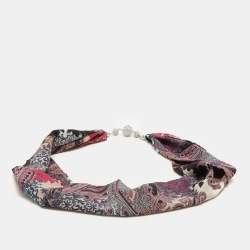 Etro Multicolor Printed Silk Crystal Detail Neck Infinity Scarf