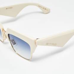 Pre Owned Etro Off White/Blue Gradient SZJ08 Square Sunglasses