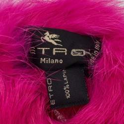 Pre Owned Etro Pink Fur Scrunchie Hair Tie