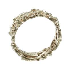 Pre Owned Etro Open-work Gold Tone Band Ring Size 55