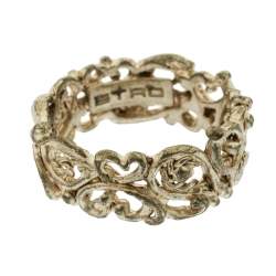 Pre Owned Etro Open-work Gold Tone Band Ring Size 55