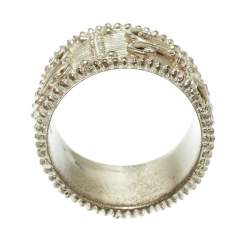 Pre Owned Etro Textured Gold Tone Wide Band Ring Size 61