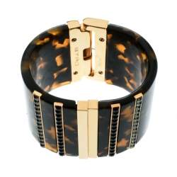 Pre Owned Etro Crystal Resin Gold Tone Wide Cuff Bracelet