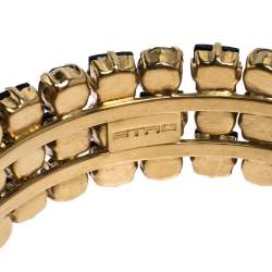 Pre Owned Etro Bi-color Crystal Gold Tone Wide Bangle Bracelet