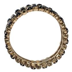 Pre Owned Etro Bi-color Crystal Gold Tone Wide Bangle Bracelet