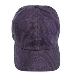 Pre Owned Etro Purple Paisley Printed Cotton Baseball Cap L