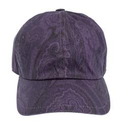 Pre Owned Etro Purple Paisley Printed Cotton Baseball Cap L