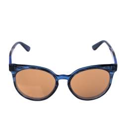 Pre Owned Etro Blue Havana/ Gold Mirrored ET660S Round Sunglasses