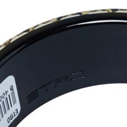 Pre Owned Etro Black & Clear Resin Stud Inlay Wide Bangle Bracelet 