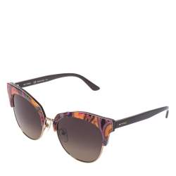 Pre Owned Etro Orange Paisley/ Brown Gradient ET108S Cat Eye Sunglasses