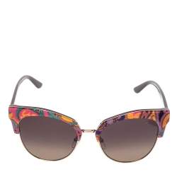 Pre Owned Etro Orange Paisley/ Brown Gradient ET108S Cat Eye Sunglasses