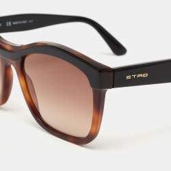 Pre Owned Etro Black/Havana Brown Gradient Brown ET653S Rectangular Sunglasses