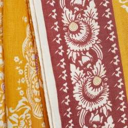 Pre Owned Etro Yellow Floral Print Linen Scarf