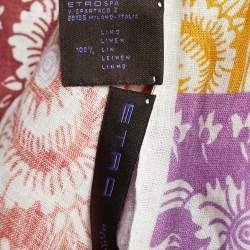 Pre Owned Etro Yellow Floral Print Linen Scarf