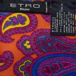 Etro Olive Green Rabbit Fur & Paisley Printed Silk Stole