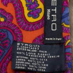Etro Olive Green Rabbit Fur & Paisley Printed Silk Stole