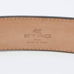 Pre Owned Etro Metallic Brown Leather Buckle Belt 90 CM