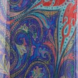 مملوكة مسبقًا Etro Blue Paisley Print Silk Stole