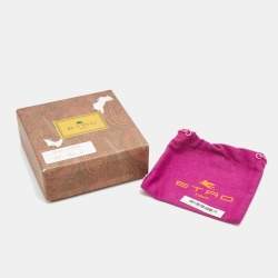 Pre Owned Etro Flower Crystals Enamel Gold Tone Ring Size 53