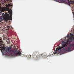 Pre Owned Etro Multicolor Printed Silk Crystal Detail Neck Infinity Scarf