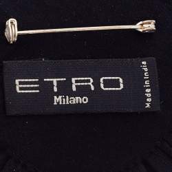 Pre Owned Etro Black Floral Crystal Embellished Fabric Brooch