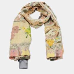 Pre Owned Etro Multicolor Floral Patterned Silk & Wool Stole