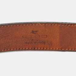 Etro Black Patent Leather Logo Plague Waist Belt 