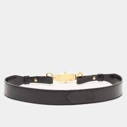 Etro Black Patent Leather Logo Plague Waist Belt 