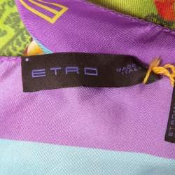 Pre Owned Etro Purple Printed Silk Square Handkerchief
