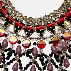 Pre Owned Etro Multicolor Crystal Beaded Statement Drop Necklace