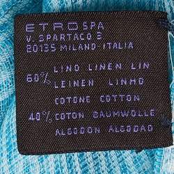 Etro Blue/Pink Linen & Cotton Stole 