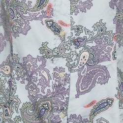 Pre Owned Etro Blue Paisley Print Cotton Buttoned Up Shirt L