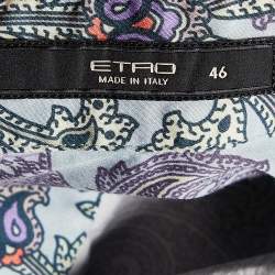 Pre Owned Etro Blue Paisley Print Cotton Buttoned Up Shirt L