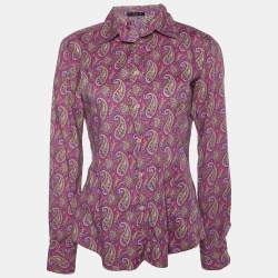 Etro Pink Paisley Print Cotton Buttoned Up Shirt L