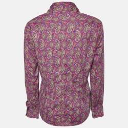 Etro Pink Paisley Print Cotton Buttoned Up Shirt L