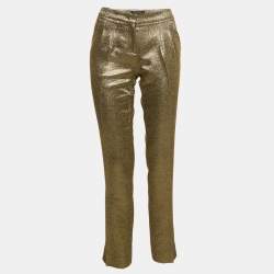 Etro Metallic Gold Lurex Silk Trousers S