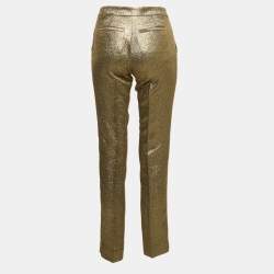 Etro Metallic Gold Lurex Silk Trousers S