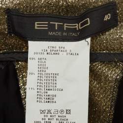 Etro Metallic Gold Lurex Silk Trousers S