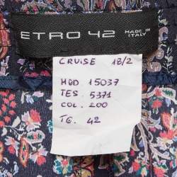 Pre Owned Etro Multicolor Floral Paisley Print Silk Wide-Leg Pants M