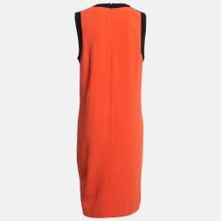 مملوكة مسبقًا فستان إيترو برتقالي بطبعة زهور كريب فضفاض مقاس كبير