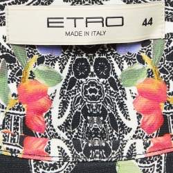 Pre Owned Etro Black Floral Print Stretch Crepe Shift Dress M