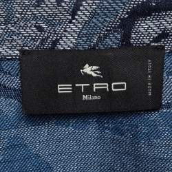 Pre Owned Etro Blue Floral Jacquard Denim Playsuit S