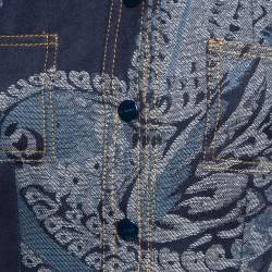 Pre Owned Etro Blue Floral Jacquard Denim Playsuit S