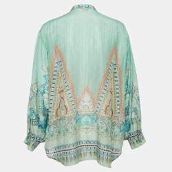 Etro Green Printed Cotton Blend Shirt M